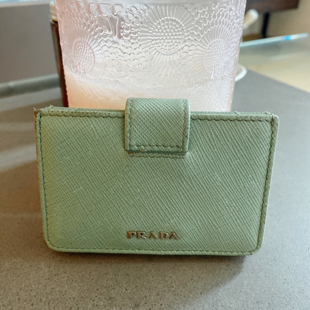 Prada Saffiano Leather Card Holder with Clasp